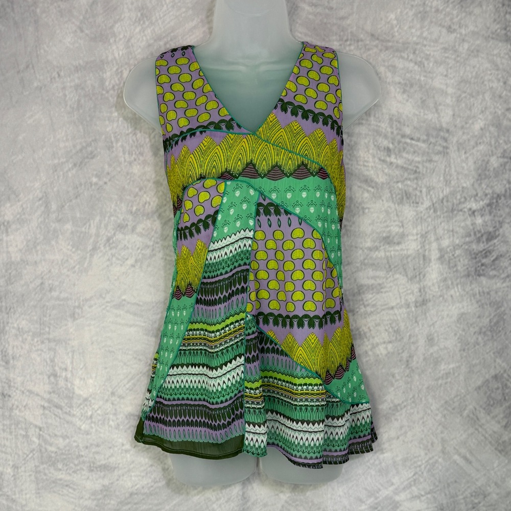 y2k / 2010s Patchwork Tank Top Womens sz L Boho Fairy dopamine colorful festival